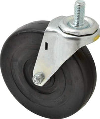 E.R. Wagner - 5" Diam x 1-1/4" Wide x 5-1/2" OAH Stem Mount Swivel Caster - Soft Rubber, 190 Lb Capacity, Delrin Bearing, 1/2-13 x 1" Threaded Stem - Eagle Tool & Supply