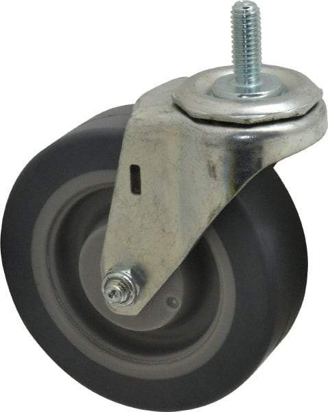 E.R. Wagner - 4" Diam x 1-1/4" Wide x 4-1/2" OAH Stem Mount Swivel Caster - TPR, 165 Lb Capacity, Delrin Bearing, 3/8-16 x 1" Threaded Stem - Eagle Tool & Supply