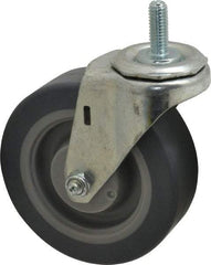 E.R. Wagner - 4" Diam x 1-1/4" Wide x 4-1/2" OAH Stem Mount Swivel Caster - TPR, 165 Lb Capacity, Delrin Bearing, 3/8-16 x 1" Threaded Stem - Eagle Tool & Supply