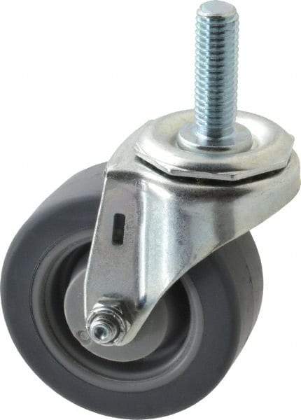 E.R. Wagner - 3" Diam x 1-1/4" Wide x 3-5/8" OAH Stem Mount Swivel Caster - TPR, 125 Lb Capacity, Delrin Bearing, 1/2-13 x 1-1/2" Threaded Stem - Eagle Tool & Supply