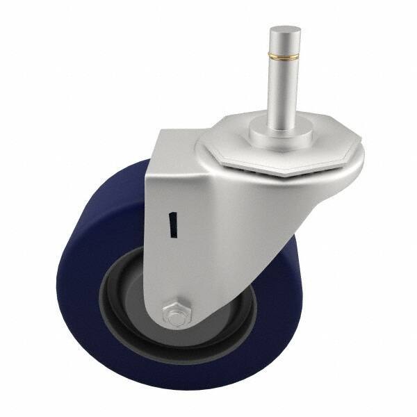 E.R. Wagner - 3" Diam x 1-1/4" Wide x 3-5/8" OAH Stem Mount Swivel Caster - Polyurethane, 210 Lb Capacity, Delrin Bearing, 7/16 x 1-3/8" Friction Stem - Eagle Tool & Supply