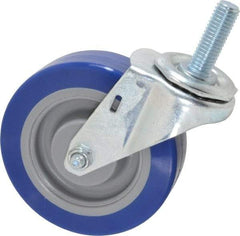 E.R. Wagner - 4" Diam x 1-1/4" Wide x 4-1/2" OAH Stem Mount Swivel Caster - Polyurethane, 275 Lb Capacity, Delrin Bearing, 1/2-13 x 1-1/2" Threaded Stem - Eagle Tool & Supply