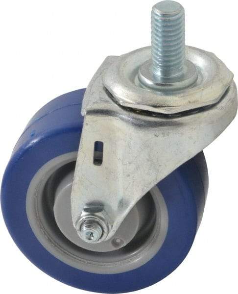 E.R. Wagner - 3" Diam x 1-1/4" Wide x 3-5/8" OAH Stem Mount Swivel Caster - Polyurethane, 210 Lb Capacity, Delrin Bearing, 1/2-13 x 1" Threaded Stem - Eagle Tool & Supply