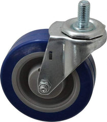 E.R. Wagner - 4" Diam x 1-1/4" Wide x 4-1/2" OAH Stem Mount Swivel Caster - Polyurethane, 275 Lb Capacity, Delrin Bearing, 1/2-13 x 1" Threaded Stem - Eagle Tool & Supply