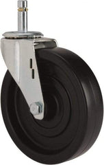 E.R. Wagner - 5" Diam x 1-1/4" Wide x 5-1/2" OAH Stem Mount Swivel Caster - Polyolefin, 280 Lb Capacity, Plain Bearing, 7/16 x 1-3/8" Friction Stem - Eagle Tool & Supply