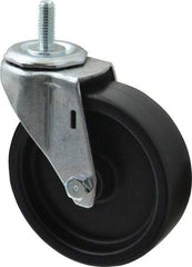 E.R. Wagner - 4" Diam x 1-1/4" Wide x 4-1/2" OAH Stem Mount Swivel Caster - Polyolefin, 255 Lb Capacity, Plain Bearing, 3/8-16 x 1" Threaded Stem - Eagle Tool & Supply