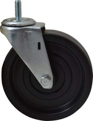 E.R. Wagner - 5" Diam x 1-1/4" Wide x 5-1/2" OAH Stem Mount Swivel Caster - Polyolefin, 280 Lb Capacity, Plain Bearing, 3/8-16 x 1" Threaded Stem - Eagle Tool & Supply