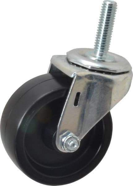 E.R. Wagner - 3" Diam x 1-1/4" Wide x 3-5/8" OAH Stem Mount Swivel Caster - Polyolefin, 210 Lb Capacity, Plain Bearing, 7/16-14 x 1-1/2" Threaded Stem - Eagle Tool & Supply