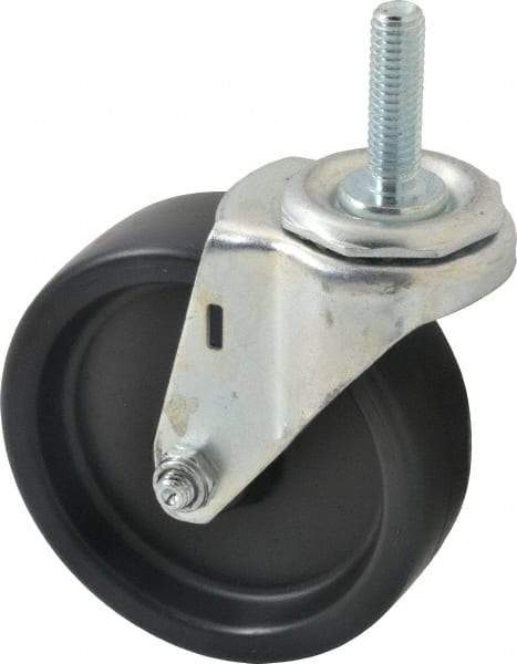 E.R. Wagner - 4" Diam x 1-1/4" Wide x 4-1/2" OAH Stem Mount Swivel Caster - Polyolefin, 255 Lb Capacity, Plain Bearing, 7/16-14 x 1-1/2" Threaded Stem - Eagle Tool & Supply