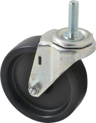 E.R. Wagner - 4" Diam x 1-1/4" Wide x 4-1/2" OAH Stem Mount Swivel Caster - Polyolefin, 255 Lb Capacity, Plain Bearing, 7/16-14 x 1-1/2" Threaded Stem - Eagle Tool & Supply