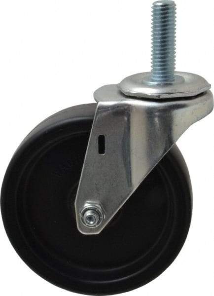 E.R. Wagner - 4" Diam x 1-1/4" Wide x 4-1/2" OAH Stem Mount Swivel Caster - Polyolefin, 255 Lb Capacity, Plain Bearing, 1/2-13 x 1-1/2" Threaded Stem - Eagle Tool & Supply