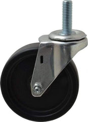 E.R. Wagner - 4" Diam x 1-1/4" Wide x 4-1/2" OAH Stem Mount Swivel Caster - Polyolefin, 255 Lb Capacity, Plain Bearing, 1/2-13 x 1-1/2" Threaded Stem - Eagle Tool & Supply