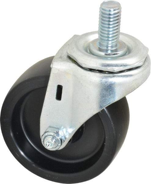 E.R. Wagner - 3" Diam x 1-1/4" Wide x 3-5/8" OAH Stem Mount Swivel Caster - Polyolefin, 210 Lb Capacity, Plain Bearing, 1/2-13 x 1" Threaded Stem - Eagle Tool & Supply