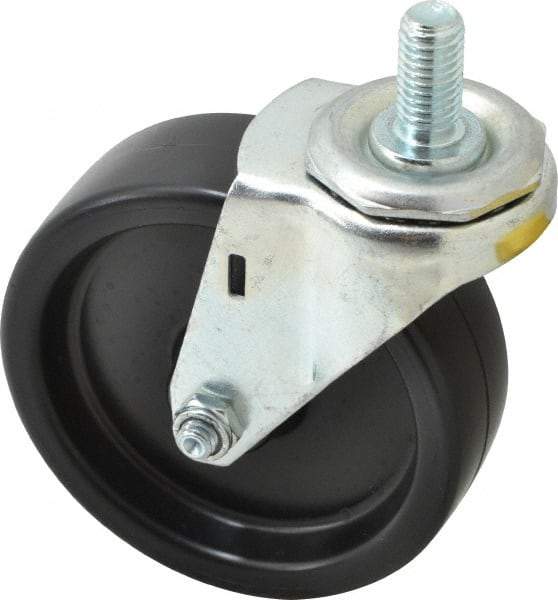 E.R. Wagner - 4" Diam x 1-1/4" Wide x 4-1/2" OAH Stem Mount Swivel Caster - Polyolefin, 255 Lb Capacity, Plain Bearing, 1/2-13 x 1" Threaded Stem - Eagle Tool & Supply