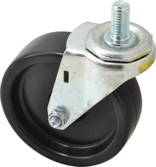 E.R. Wagner - 4" Diam x 1-1/4" Wide x 4-1/2" OAH Stem Mount Swivel Caster - Polyolefin, 255 Lb Capacity, Plain Bearing, 1/2-13 x 1" Threaded Stem - Eagle Tool & Supply