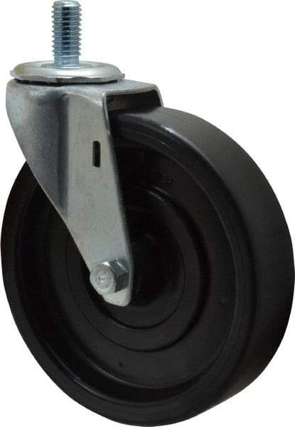 E.R. Wagner - 5" Diam x 1-1/4" Wide x 5-1/2" OAH Stem Mount Swivel Caster - Polyolefin, 280 Lb Capacity, Plain Bearing, 1/2-13 x 1" Threaded Stem - Eagle Tool & Supply