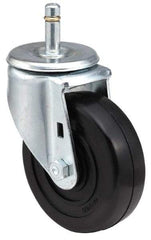 E.R. Wagner - 5" Diam x 1-1/4" Wide x 6-1/8" OAH Stem Mount Swivel Caster - Soft Rubber, 200 Lb Capacity, Delrin Bearing, 13/16 x 1-3/4" Friction Stem - Eagle Tool & Supply