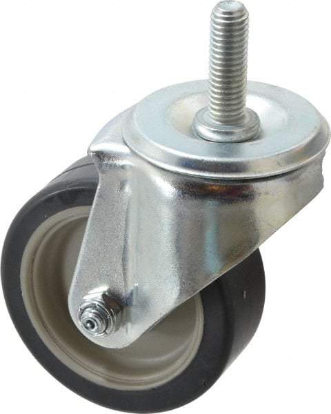 E.R. Wagner - 3-1/2" Diam x 1-1/4" Wide x 4-1/2" OAH Stem Mount Swivel Caster - TPR, 155 Lb Capacity, Delrin Bearing, 1/2-13 x 1-1/2" Threaded Stem - Eagle Tool & Supply