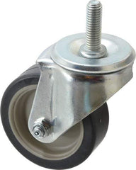 E.R. Wagner - 3-1/2" Diam x 1-1/4" Wide x 4-1/2" OAH Stem Mount Swivel Caster - TPR, 155 Lb Capacity, Delrin Bearing, 1/2-13 x 1-1/2" Threaded Stem - Eagle Tool & Supply