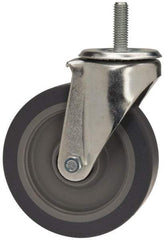 E.R. Wagner - 5" Diam x 1-1/4" Wide x 6-1/8" OAH Stem Mount Swivel Caster - TPR, 200 Lb Capacity, Delrin Bearing, 1/2-13 x 1-1/2" Threaded Stem - Eagle Tool & Supply