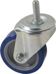 E.R. Wagner - 3-1/2" Diam x 1-1/4" Wide x 4-1/2" OAH Stem Mount Swivel Caster - Polyurethane, 250 Lb Capacity, Delrin Bearing, 1/2-13 x 1-1/2" Threaded Stem - Eagle Tool & Supply