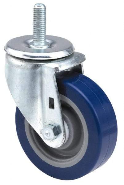 E.R. Wagner - 5" Diam x 1-1/4" Wide x 6-1/8" OAH Stem Mount Swivel Caster - Polyurethane, 300 Lb Capacity, Delrin Bearing, 1/2-13 x 3/4" Threaded Stem - Eagle Tool & Supply