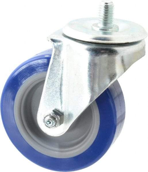 E.R. Wagner - 4" Diam x 1-1/4" Wide x 5" OAH Stem Mount Swivel Caster - Polyurethane, 275 Lb Capacity, Delrin Bearing, 1/2-13 x 3/4" Threaded Stem - Eagle Tool & Supply