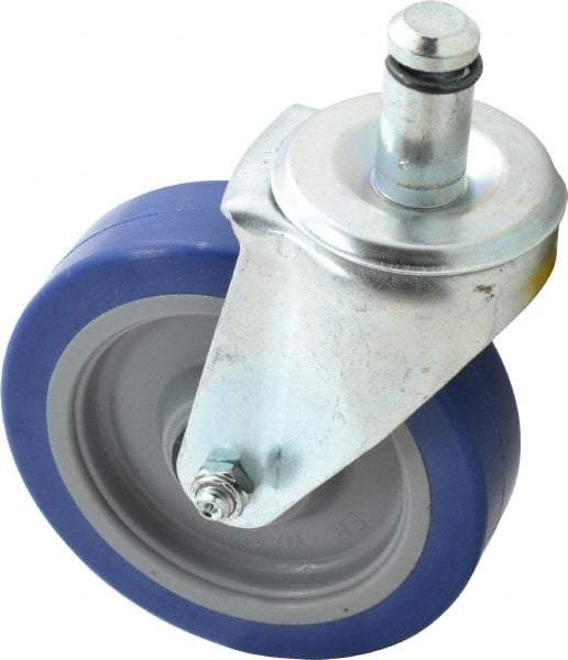 E.R. Wagner - 5" Diam x 1-1/4" Wide x 6-1/8" OAH Stem Mount Swivel Caster - Polyurethane, 300 Lb Capacity, Delrin Bearing, 13/16 x 1-3/4" Friction Stem - Eagle Tool & Supply