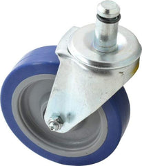 E.R. Wagner - 5" Diam x 1-1/4" Wide x 6-1/8" OAH Stem Mount Swivel Caster - Polyurethane, 300 Lb Capacity, Delrin Bearing, 13/16 x 1-3/4" Friction Stem - Eagle Tool & Supply