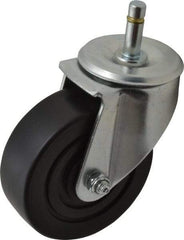 E.R. Wagner - 4" Diam x 1-3/8" Wide x 5" OAH Stem Mount Swivel Caster - Polyolefin, 275 Lb Capacity, Delrin Bearing, 7/16 x 1-3/8" Friction Stem - Eagle Tool & Supply