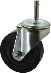 E.R. Wagner - 4" Diam x 1-3/8" Wide x 5" OAH Stem Mount Swivel Caster - Polyolefin, 275 Lb Capacity, Delrin Bearing, 7/16 x 1-29/32" Friction Stem - Eagle Tool & Supply