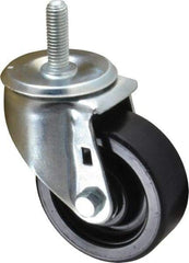 E.R. Wagner - 3-1/2" Diam x 1-1/4" Wide x 4-1/2" OAH Stem Mount Swivel Caster - Polyolefin, 250 Lb Capacity, Delrin Bearing, 1/2-13 x 1-1/2" Threaded Stem - Eagle Tool & Supply
