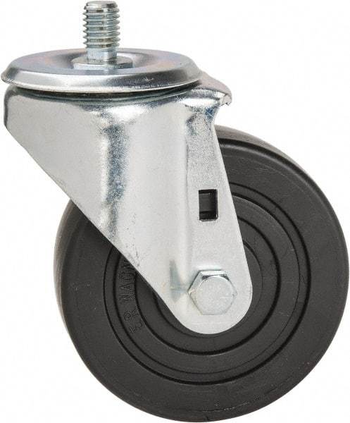 E.R. Wagner - 4" Diam x 1-3/8" Wide x 5" OAH Stem Mount Swivel Caster - Polyolefin, 275 Lb Capacity, Delrin Bearing, 1/2-13 x 3/4" Threaded Stem - Eagle Tool & Supply