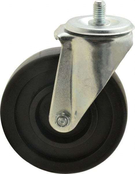 E.R. Wagner - 5" Diam x 1-3/8" Wide x 6-1/8" OAH Stem Mount Swivel Caster - Polyolefin, 300 Lb Capacity, Delrin Bearing, 1/2-13 x 3/4" Threaded Stem - Eagle Tool & Supply