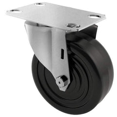 E.R. Wagner - 4" Diam x 1-1/4" Wide x 4-11/16" OAH Top Plate Mount Swivel Caster - Soft Rubber, 165 Lb Capacity, Delrin Bearing, 2-3/4 x 3-3/4" Plate - Eagle Tool & Supply