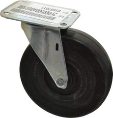 E.R. Wagner - 5" Diam x 1-1/4" Wide x 5-5/8" OAH Top Plate Mount Swivel Caster - Soft Rubber, 190 Lb Capacity, Delrin Bearing, 2-3/4 x 3-3/4" Plate - Eagle Tool & Supply