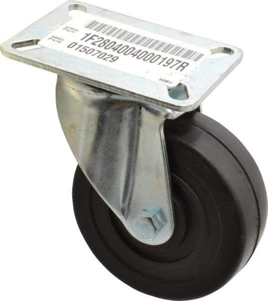 E.R. Wagner - 4" Diam x 1-3/8" Wide x 5-1/16" OAH Top Plate Mount Swivel Caster - Soft Rubber, 200 Lb Capacity, Delrin Bearing, 3-1/8 x 4-1/8" Plate - Eagle Tool & Supply