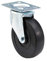 E.R. Wagner - 6" Diam x 1-3/8" Wide x 7-1/16" OAH Top Plate Mount Swivel Caster - Soft Rubber, 280 Lb Capacity, Delrin Bearing, 3-1/8 x 4-1/8" Plate - Eagle Tool & Supply