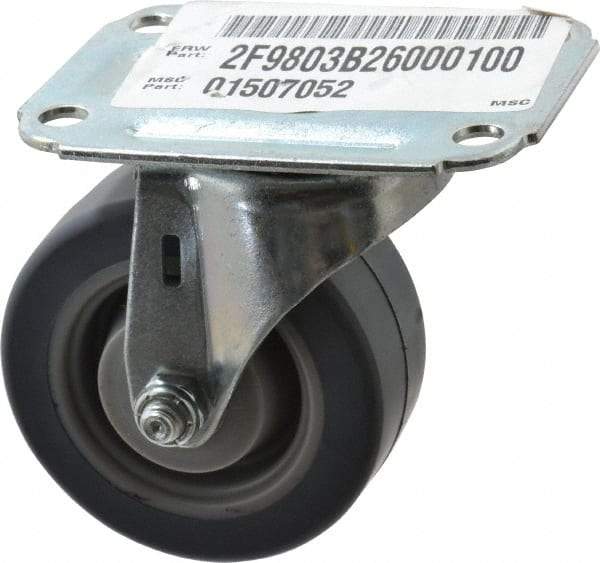 E.R. Wagner - 3" Diam x 1-1/4" Wide x 3-3/4" OAH Top Plate Mount Swivel Caster - TPR, 125 Lb Capacity, Delrin Bearing, 2-3/4 x 3-3/4" Plate - Eagle Tool & Supply