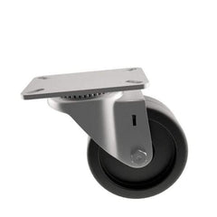 E.R. Wagner - 3" Diam x 1-1/4" Wide x 3-3/4" OAH Top Plate Mount Swivel Caster - Polyolefin, 210 Lb Capacity, Plain Bearing, 2-3/4 x 3-3/4" Plate - Eagle Tool & Supply