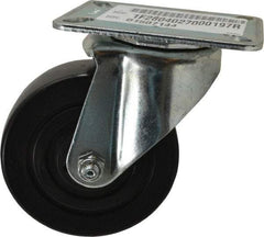 E.R. Wagner - 4" Diam x 1-3/8" Wide x 5-1/16" OAH Top Plate Mount Swivel Caster - Polyolefin, 300 Lb Capacity, Plain Bearing, 3-1/8 x 4-1/8" Plate - Eagle Tool & Supply