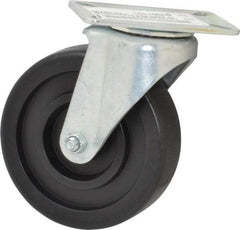E.R. Wagner - 5" Diam x 1-3/8" Wide x 6-1/16" OAH Top Plate Mount Swivel Caster - Polyolefin, 350 Lb Capacity, Plain Bearing, 3-1/8 x 4-1/8" Plate - Eagle Tool & Supply
