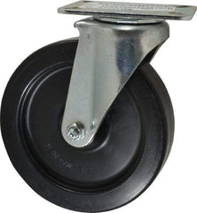 E.R. Wagner - 6" Diam x 1-3/8" Wide x 7-1/16" OAH Top Plate Mount Swivel Caster - Polyolefin, 400 Lb Capacity, Plain Bearing, 3-1/8 x 4-1/8" Plate - Eagle Tool & Supply