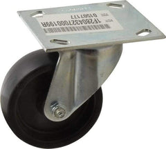 E.R. Wagner - 4" Diam x 1-3/8" Wide x 5-1/16" OAH Top Plate Mount Swivel Caster - Polyolefin, 300 Lb Capacity, Roller Bearing, 3-3/4 x 4-5/8" Plate - Eagle Tool & Supply