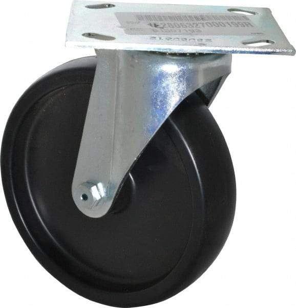 E.R. Wagner - 6" Diam x 1-3/8" Wide x 7-1/16" OAH Top Plate Mount Swivel Caster - Polyolefin, 400 Lb Capacity, Roller Bearing, 3-3/4 x 4-5/8" Plate - Eagle Tool & Supply