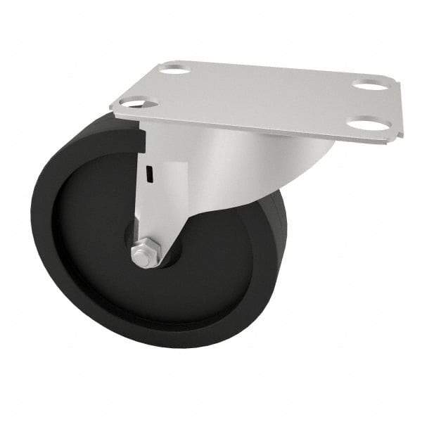 E.R. Wagner - 4" Diam x 1-1/4" Wide x 4-11/16" OAH Top Plate Mount Swivel Caster with Brake - Polyolefin, 255 Lb Capacity, Plain Bearing, 2-3/4 x 3-3/4" Plate - Eagle Tool & Supply