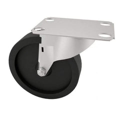 E.R. Wagner - 4" Diam x 1-1/4" Wide x 4-11/16" OAH Top Plate Mount Swivel Caster with Brake - Polyolefin, 255 Lb Capacity, Plain Bearing, 2-3/4 x 3-3/4" Plate - Eagle Tool & Supply