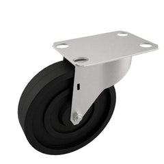 E.R. Wagner - 5" Diam x 1-1/4" Wide x 5-5/8" OAH Top Plate Mount Swivel Caster with Brake - Polyolefin, 280 Lb Capacity, Plain Bearing, 2-3/4 x 3-3/4" Plate - Eagle Tool & Supply