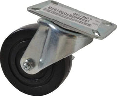 E.R. Wagner - 4" Diam x 1-3/8" Wide x 5-1/16" OAH Top Plate Mount Swivel Caster with Brake - Polyolefin, 300 Lb Capacity, Plain Bearing, 3-1/8 x 4-1/8" Plate - Eagle Tool & Supply