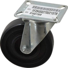 E.R. Wagner - 5" Diam x 1-3/8" Wide x 6-1/16" OAH Top Plate Mount Swivel Caster with Brake - Polyolefin, 350 Lb Capacity, Plain Bearing, 3-1/8 x 4-1/8" Plate - Eagle Tool & Supply